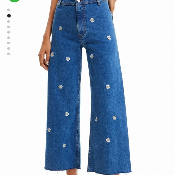 Desigual Daisey embroidered cropped culotte jeans sz 0